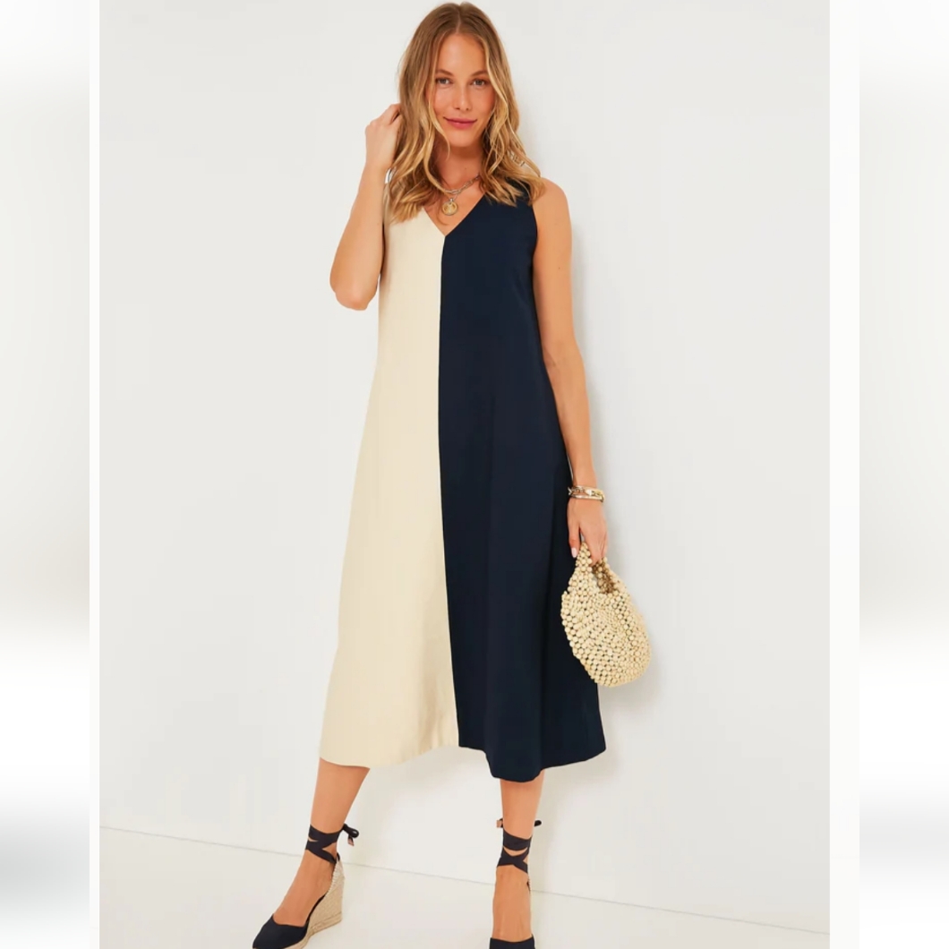 Pomander Place Navy & Tan Sallie Dress Xs